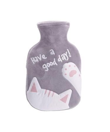 Meetlight Hot Water Bottle with Soft Velvet Cover Cat Design for Kids Families Girlfriends Heat Therapy 350 ml