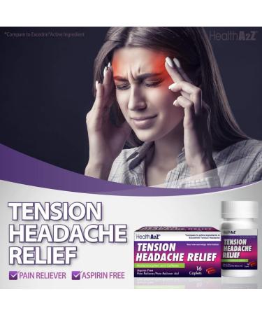 HealthA2Z Tension Headache Relief | Acetaminophen 500mg & Cafffeine 50mg | Aspirin Free | 24 Packs of 16 Caplets (384 Caplets Total) | Value Package | Pain Relief - Buy Online on GoSupps.com