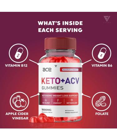(3 Pack) Ace Keto ACV Gummies for Advanced Weight Loss - Keto + ACV 525mg Apple Cider Vinegar Gummies with Beet Root, Folate, and Vitamin B12 - 180 Gummies - Buy Online on GoSupps.com