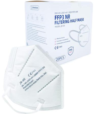 20 x FFP3 Face Masks UK | Individually Packed | CE Certified | 5 Filtration Layers | 99% Filtration | Nose Clip | Ear Loops | Easily Breathable | Protection for Outdoor & Indoor | Used by Healthcare Professionals | Single Use | Particulate Respirator Safe - Buy Online on GoSupps.com