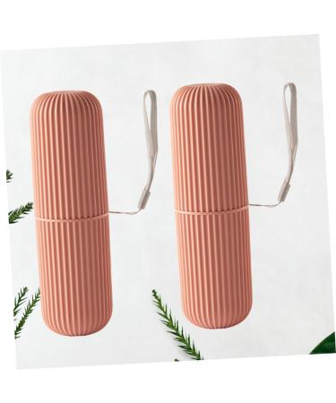 FRCOLOR Travel Tooth Cleaning Organizer - 2 Piece Toothpaste & Brush Container Set - Red - 5.5x5.5x19cm - Ideal for International Shipping - Buy Online on GoSupps.com