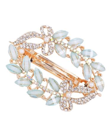 Women's Trendy Leaves Hair Clip Barrette Jewelry Hairpin Hair Scrunchies Bands Light Blue