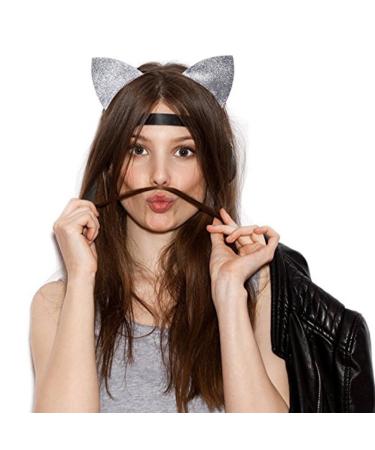 Frcolor 2pcs Glitter Cat Ears Headbands for Cosplay Halloween Costume Party & Daily Wear - Black & Silver - Buy Online on GoSupps.com