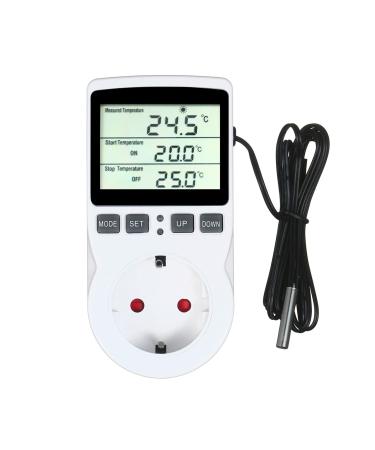 Vislone reptiles thermostat digital thermostat regulator with timer and probe for temperature-controlled sockets for terrarium aquarium reptiles with greenhouse seed germination