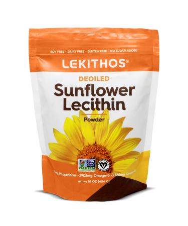 Deoiled Sunflower Lecithin Powder 16oz Daily Lecithin Supplement for Cooking Baking & Gummies 1760mg Phosphatidyl Choline Supplement - Great for Clogged Milk Ducts! 65 Servings Non-GMO 1 Pound (Pack of 1)