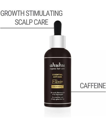 ahuhu ESSENTIAL ANTI-AGE Elixir with caffeine & redensyl (100ml) - highly concentrated scalp care stimulates hair growth provides thicker hair & more volume vegan hair care - Buy Online on GoSupps.com
