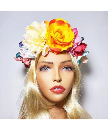 Mexican Rose Flower Crown Headband Halloween Party Flower Hairbands Costume Headpiece Headwear Floral Headgear for Halloween - Buy Online on GoSupps.com