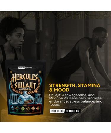 Holistic Hercules Himalayan Gold Shilajit Gummies with Ashwagandha Black Maca Tongkat Ali Panax Ginseng Mucuna | 100% Natural Organic | Vegan Non-GMO Sugar-Free (30) - Buy Online on GoSupps.com