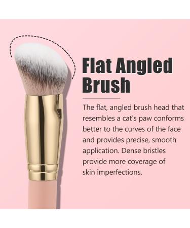 TEOYALL Flat Angled Foundation Brush - Large Dense Synthetic Kabuki Brush for Liquid Cream & Powder Makeup - Pink - Buy Online on GoSupps.com