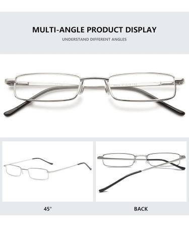 Magimodac Anti Blue Light Reading Glasses for Men & Women - 2.5 Diopter Prescription Metal Narrow Glasses with Pencil Silver | Protect Your Eyes - Buy Online on GoSupps.com