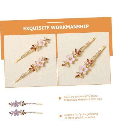 Angoily 1 Pair Rhinestone Flower Hair Clip Wedding Hair Accessories Rhinestone Bobby Pin Star Hair Clips Hair Barrettes Purple European and American Back of Alloy Rhinestone - Buy Online on GoSupps.com