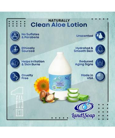 Unscented Aloe Vera Lotion with Argan Oil - Vegan Non-GMO Hand-Made Body Moisturizer (Half Gallon) - Made in USA - Buy Online on GoSupps.com