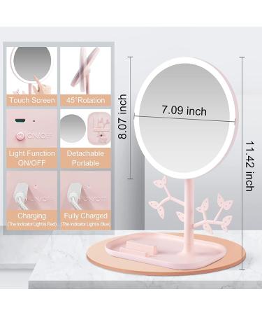 Portable Makeup Mirror with Lights - Rechargeable Lighted Vanity Mirror for Teens with Phone Holder and Jewelry Storage - 3 Color Lighting Modes - Buy Online on GoSupps.com