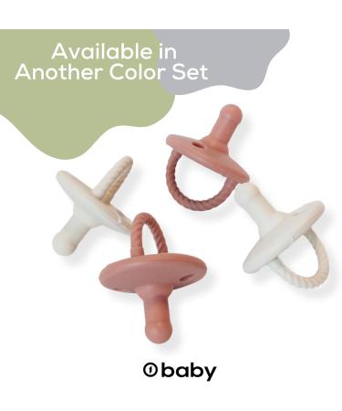 Silicone Pacifier 4 Pack Silicone Soother Set Silicone Newborn Pacifiers With Handle & Safety Airholes Baby Pacifier Binky Set o1baby (Green Grey) - Buy Online on GoSupps.com