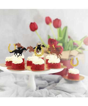 Horse Equestrian Cupcake Toppers Horseshoe Cupcake Toppers Jockey Horse Racing Cupcake Toppers Kentucky Derby Party Decorations Horse Party Supplies 24 Pcs - Buy Online on GoSupps.com