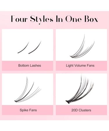 ALLOVE Wispy Lash Clusters - DIY Lash Extensions & Bottom Lashes | 7D Spike Light Volume 20D Clusters for Home Application - Buy Online on GoSupps.com