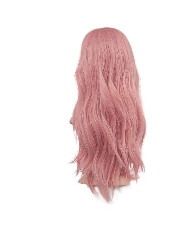 Shop 55 cm Pink Curly Wig - Synthetic Women s Long Wavy Party Wig with Middle Parting - Buy Online on GoSupps.com