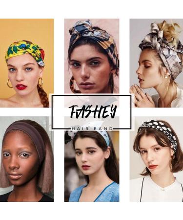 Boho Elastic Headbands for Women & Girls - Pack of 3 (Type 3) | Fashey Wide Head Wraps - Buy Online on GoSupps.com