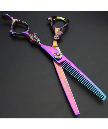 5.5 in. Professional Hairdressing Scissors 440c high Hardness Stainless Steel Salon Hairdresser Hair Cut with thinning Hair Scissors Set Purple - Buy Online on GoSupps.com