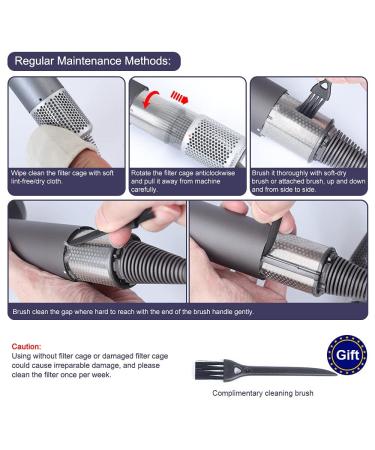 Compatible Hair Dryer Filter for Dyson Supersonic HD01/HD03/HD04/HD08 Models - Gray Filter Cage Cover Strainer Replacement with Screwdriver Tool Kit - Buy Online on GoSupps.com
