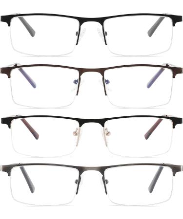 4-Pack Blue Light Blocking Reading Glasses for Men - Stylish Metal Frame Computer Readers with Spring Hinges - Anti Glare, UV Filter, +1.75 Strength - 4 Pack (Black/Metalgun/Brown/Gold) - Buy Online on GoSupps.com