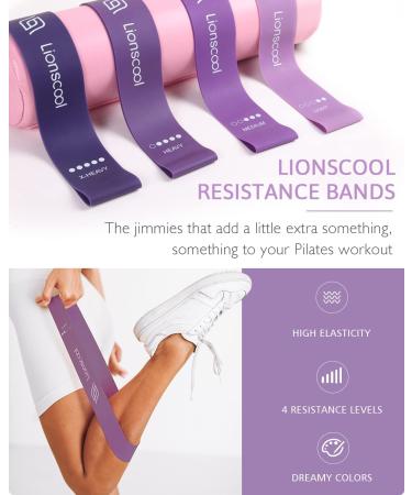 LIONSCOOL PILATES RING SET - Premium 14 Magic Circle with Dual Padded Handles, Mini Ball & Resistance Bands - Purple - Buy Online on GoSupps.com
