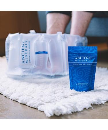 Ancient Minerals Magnesium Bath Flakes | 6-Pack Single Use Chloride Pouches - 0.33lb Bag - Buy Online on GoSupps.com
