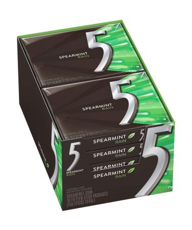5 Gum Spearmint Rain Sugarfree Gum, 15 Piece (10 pack)
