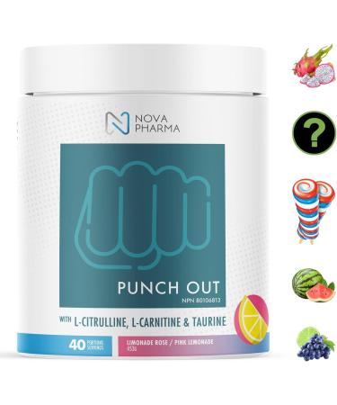 Nova Pharma Punch Out Pre Workout Powder L-Carnitine and Antioxidant-Rich Pre Workout Supplement Boost Stamina and Endurance for Gym Training and Workouts - 40 Servings (Pink Lemonade) - Buy Online on GoSupps.com