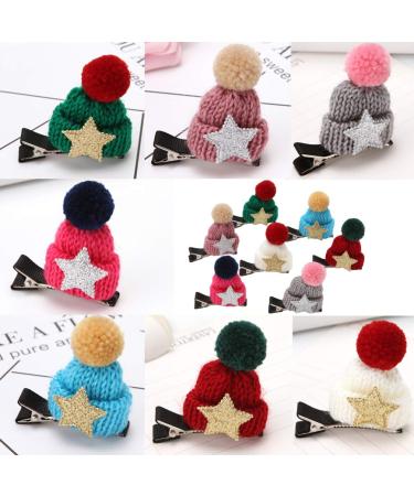 Beaupretty Mini Knitted Hat Hair Clips - 7pcs Christmas Pom Pom Ball Pins for Kids Girls & Dogs - Buy Online on GoSupps.com