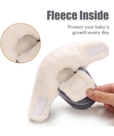 Spring Baby Winter Fleece Bootie | Non-Slip Soft Sole Shoes for Boys & Girls 12-18 Months | Adjustable Prewalker Boots in Grey - Buy Online on GoSupps.com