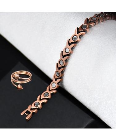 Vicmag Copper Magnetic Hard Band Bracelet for Women - 99.99% Pure Copper Adjustable Size Includes Jewelry Gift Box (Copper Fish Tail) - Buy Online on GoSupps.com