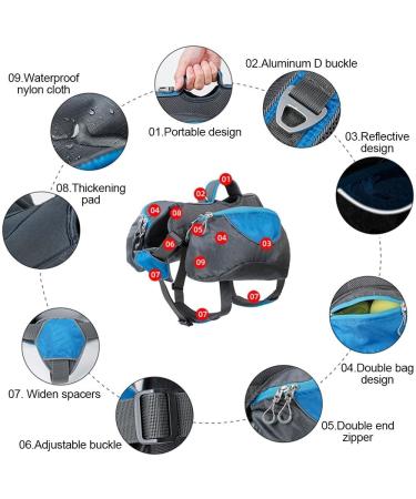 MiOYOOW Camping Dog Backpack Reflective Dog Harness Saddle Bag Multifunctional Breathable Dog Backpack with 2 Side Pockets for Hiking Camping for Small Medium Extra Large Dogs M orange - Buy Online on GoSupps.com