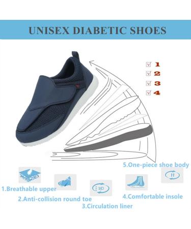 Diabetic Shoes for Women - Extra Wide Adjustable Slip-On Walking Shoes for Swollen Feet - Comfortable Pain Relief for Elderly - Blue (Size 7 - Buy Online on GoSupps.com
