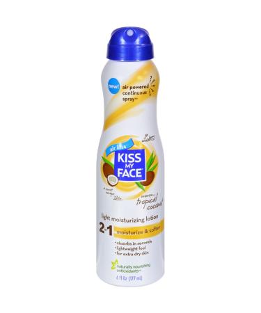 Kiss My Face Lotion - 2 In 1 - Continuous Spray - Coconut - 6 Fl Oz