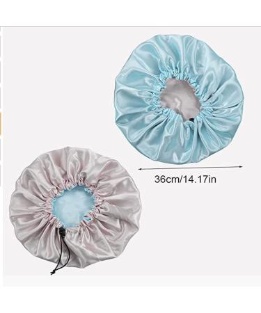Satin Silk Bonnet for Sleeping - Blue & Beige, Afro Black and Curly Hair - Buy Online on GoSupps.com