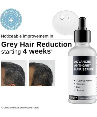 Advanced Anti-Grey Serum Reduce Hair Greying Silverfree Peptide + Biotin + Rosemary Fast Absorbing Odorless Non-Sticky | Clinically Proven Formula for Men & Women- 50ml - Buy Online on GoSupps.com