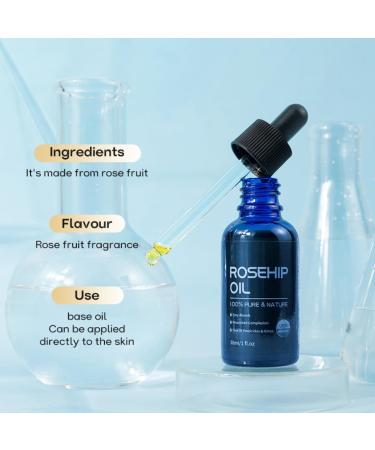 Rosehip Oil for Face 30ml - 100% Pure Organic Rose Hip Oil for Skin Body and Hair Natural Rosehip Seed Oil Moisturizes and Nourishes for a Healthy Complexion - Buy Online on GoSupps.com