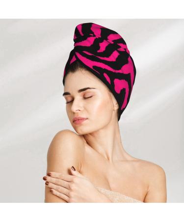 Zebra Tiger Leopard Pink Coral Velvet Dry Hair Cap - Quick-Dry Towel Wrap for Travel & Home | Shop Internationally - Buy Online on GoSupps.com