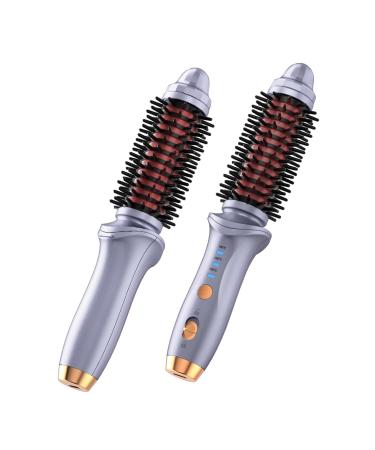 Cordless Curling Iron Brush for Women Portable Hair Curler Brush Curling Wand with Extra Long Tourmaline Ceramic Barrel Anti-Scald Instant Heated Styling Brush for Travel (Purple)