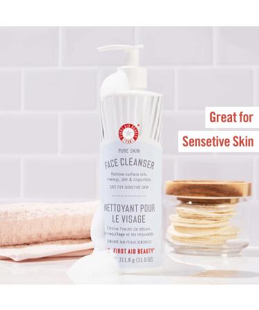 First Aid Beauty Pure Skin Face Cleanser - 11 oz Sensitive Skin Cream Cleanser with Antioxidant Booster - Buy Online on GoSupps.com