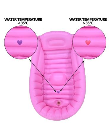 Portable Inflatable Tub with Non-Slip Seat and Built-in Air Pump - Foldable Travel Shower Tray (Pink) - Buy Online on GoSupps.com
