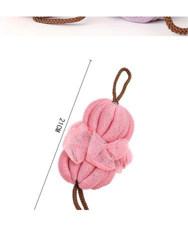 Qiviya Long Bath Loofah with Handle - Exfoliating Shower Pouf Ball for Men and Women (Pink) - Buy Online on GoSupps.com