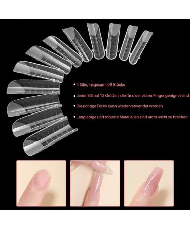 Zeyachan 96-Piece Dual Nail Forms Set - 4 Types for Nail Extension & Art | UV-Acrylic Gel Tools for Salon & DIY - Buy Online on GoSupps.com