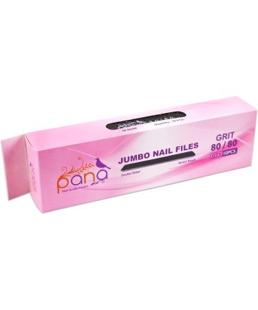 PANA Jumbo Double-Sided Emery Nail File for Manicure Pedicure - Black (Grit 80/80) - 50 Pack - Buy Online on GoSupps.com