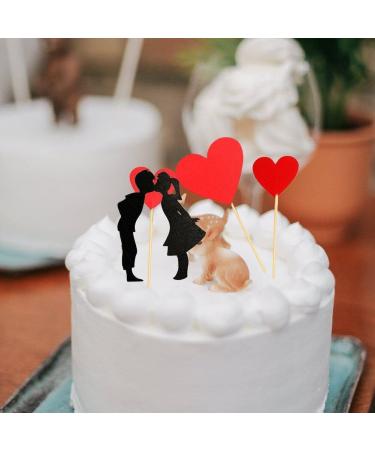Cartoon Lover Couple Cake Toppers Valentines Day Wedding Party Decorations Cupcake Decors Hearts Engagement Gifts Decor Style3 - Buy Online on GoSupps.com