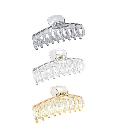 ACCGLORY Clear Hair Claw Clips for Women Thick Hair Crystal Resin Large Hair Clips for Women Fine Hair Invisible Transparent Big Jaw Clips Hair Accessories Clear hair clips