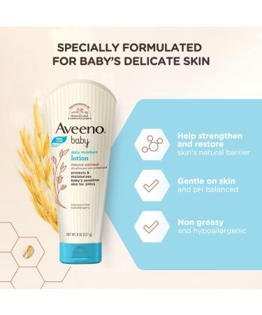 Aveeno Baby Daily Moisture Lotion with Natural Oatmeal - Hypoallergenic & Paraben-Free - 8 oz - Buy Online on GoSupps.com