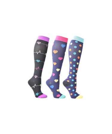 LANGING 3 Pack Athletic Compression Socks for Women Graduated Fit for Running Nurses Air Travel