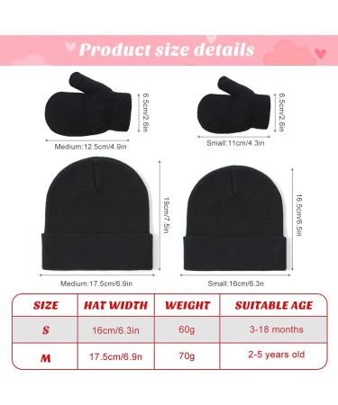 XYIYI Newborn Baby Winter Beanie Hat Mitten Set - Warm Knitted Hat Glove Set for Boys Girls 3-18 Months - Black2 - Buy Online on GoSupps.com